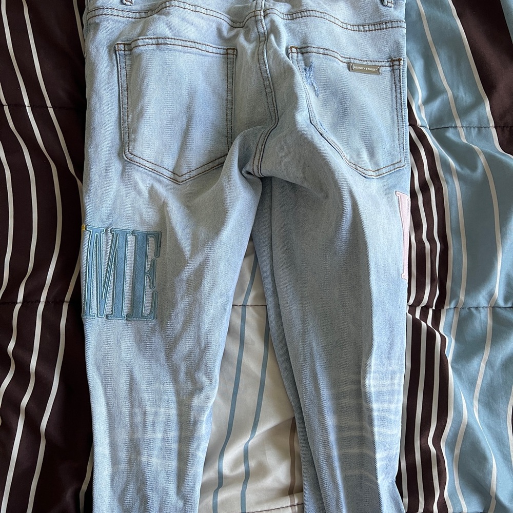 Homme Light Blue Distressed Skinny Jeans - Picture 3 of 3
